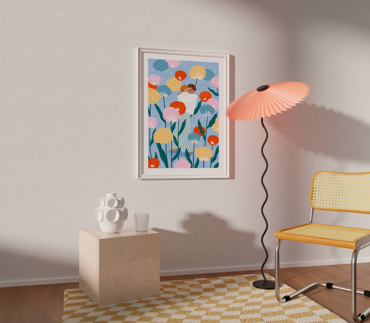 Mama und Baby im Blumengarten - Kunstdruck A3