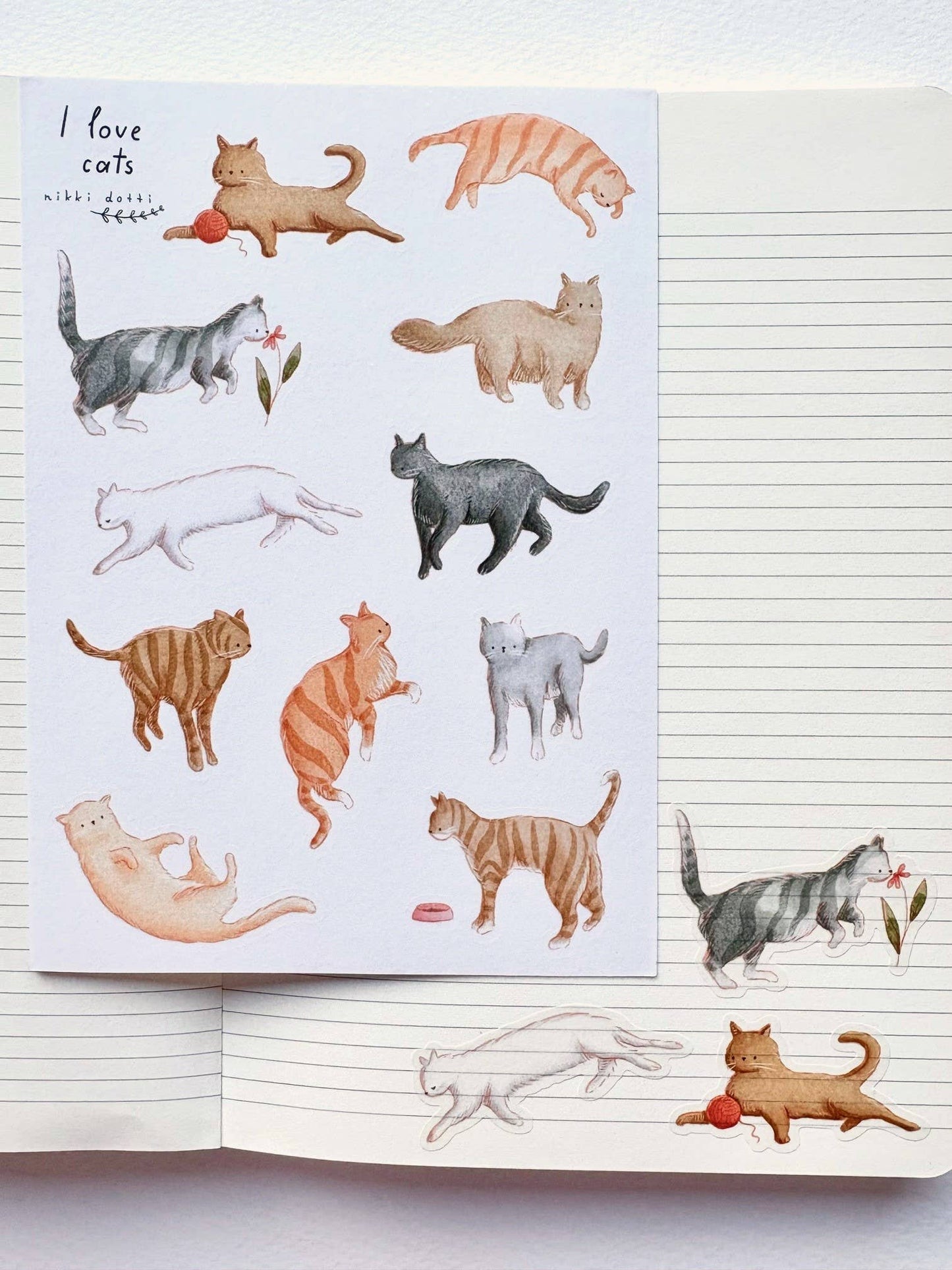 Stickerbogen - Ich liebe Katzen