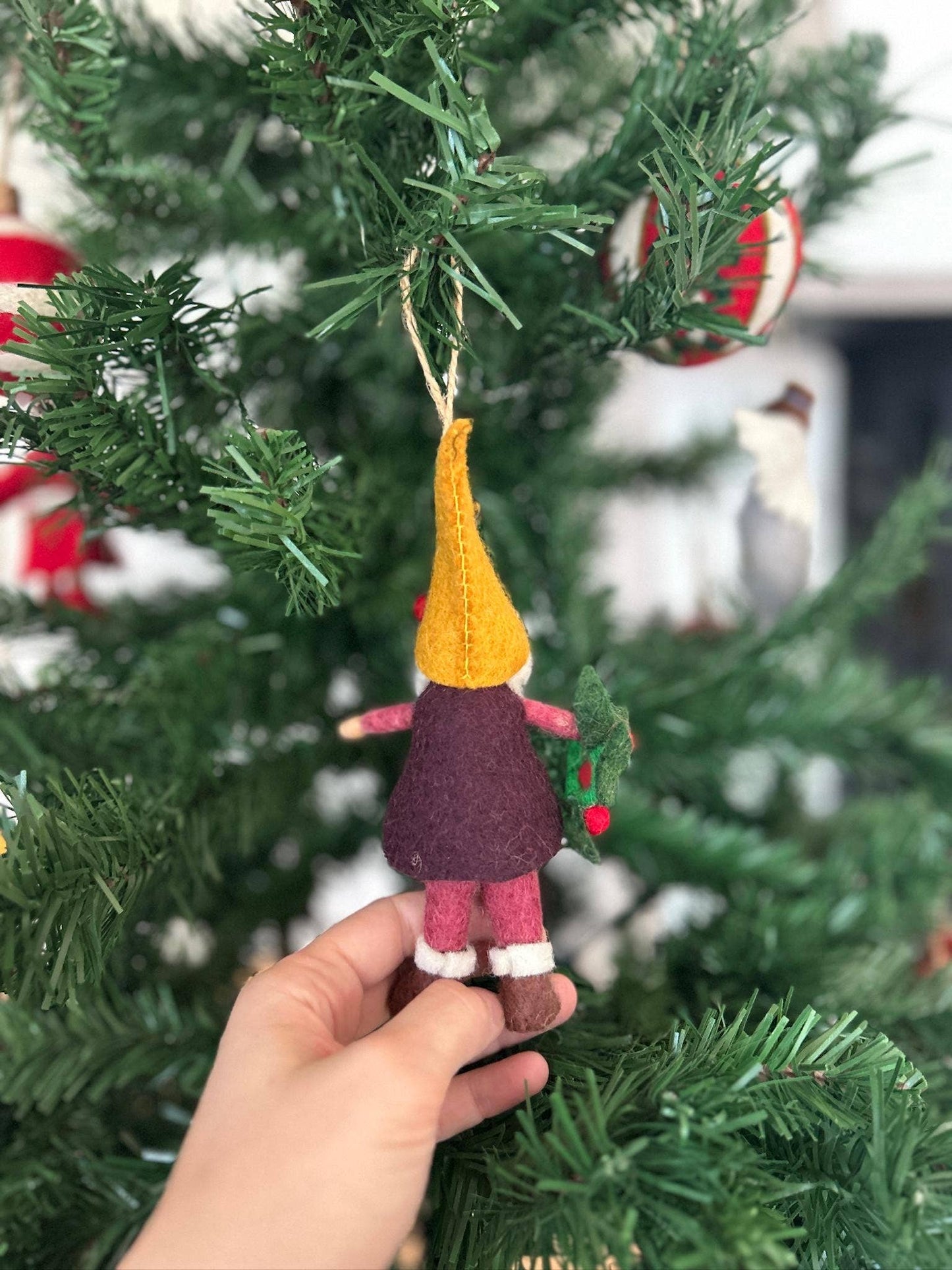 Filzanhänger - Weihnachtswichtel Gelber Hut