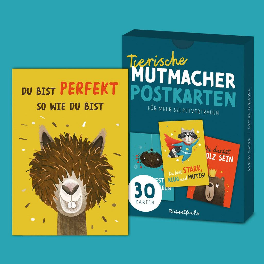 Mutmacher-Postkarten mit Tieren 30 Stück von Rüsselfuchs