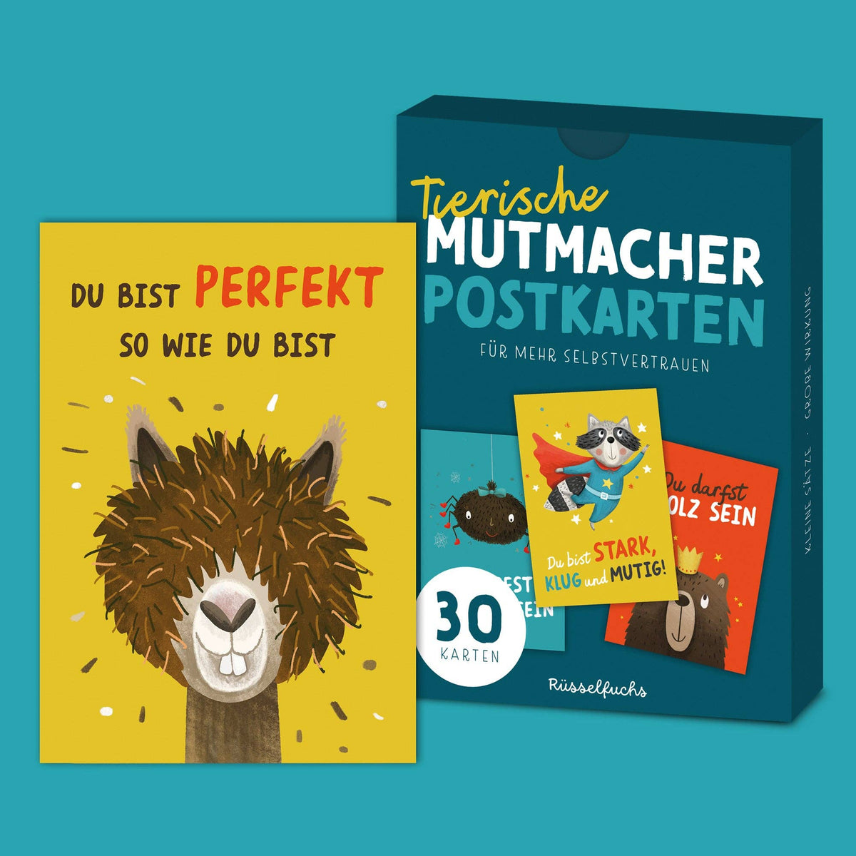 Mutmacher-Postkarten mit Tieren 30 Stück von Rüsselfuchs