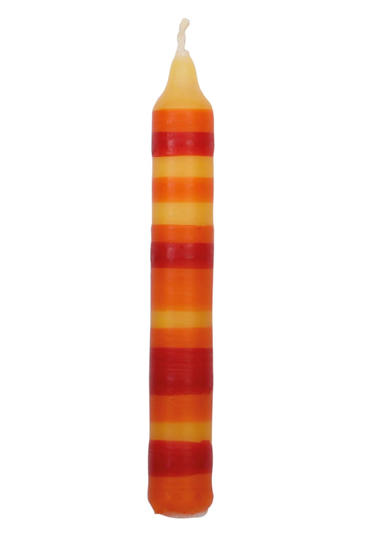 Kerze bunte Streifen - orange/gelb