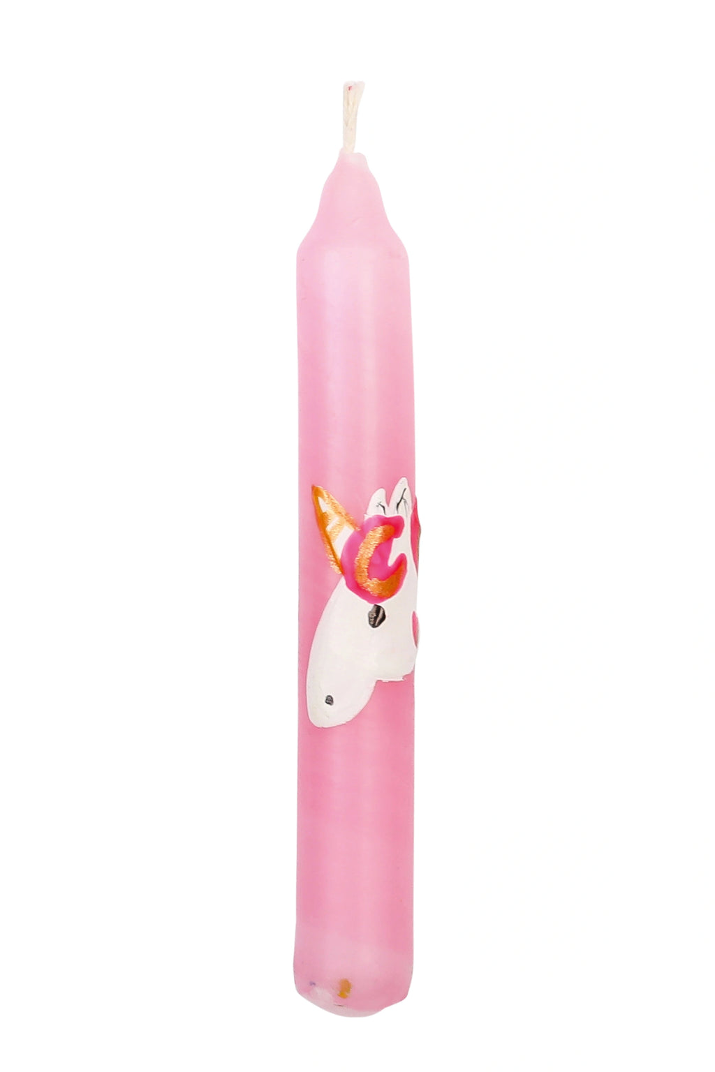 Kerze Einhorn von Ahrens, rosa Kerze mit weißem Einhorn