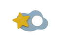 Deko-Wolke mit Stern hellblau von Ahrens, hellblaue Holzwolke mit gelbem Stern