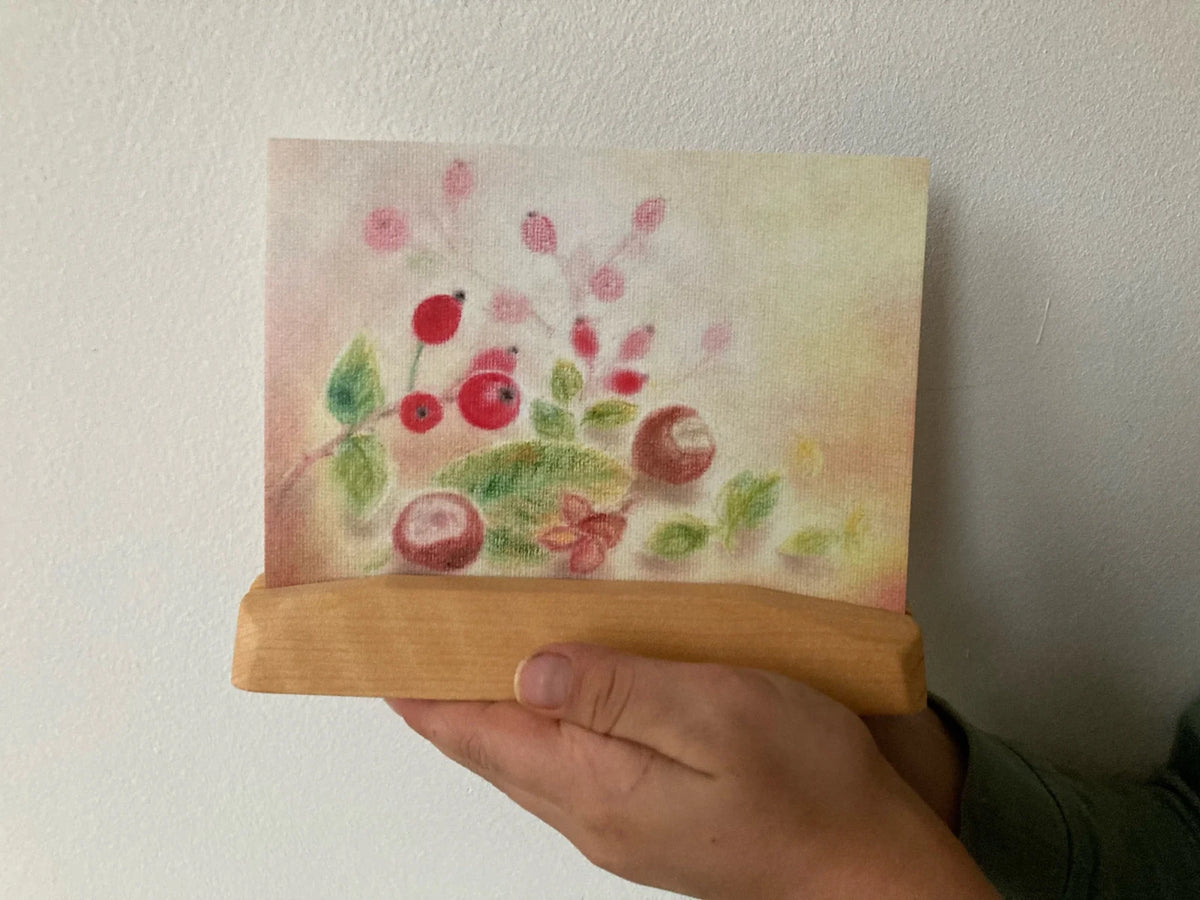 Postkarte Hagebutten von Andrea Reiß: Hagebutten und Kastanien, Ansicht 2