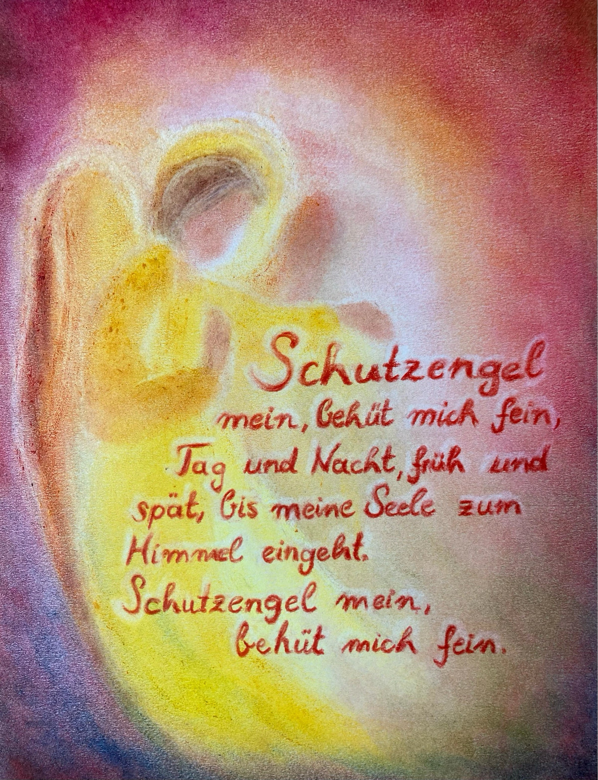 Spruchkarte Schutzengel mein von Andrea Reiß: Spruchkarte Schutzengel mein mit Engel