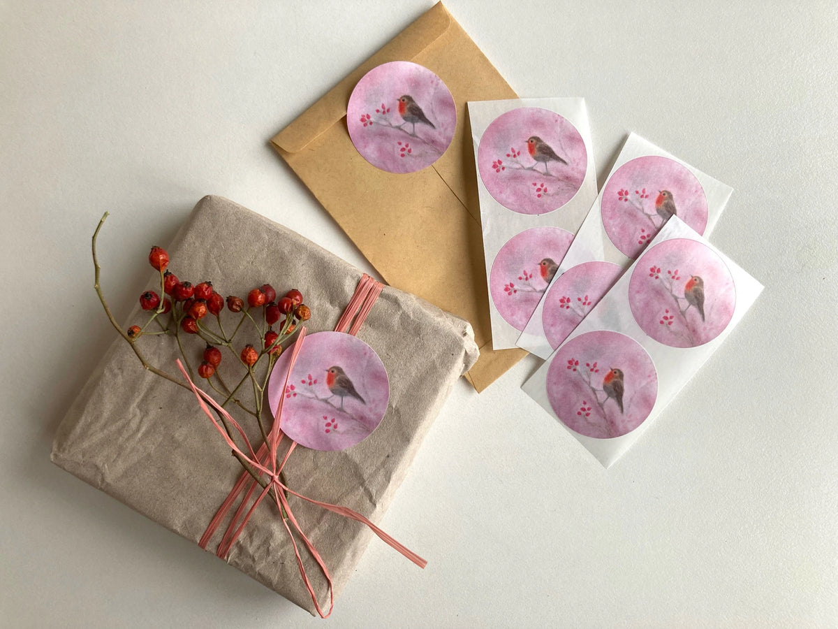 Sticker Rotkehlchen von Andrea Reiß: Aufkleber Rotkehlchen