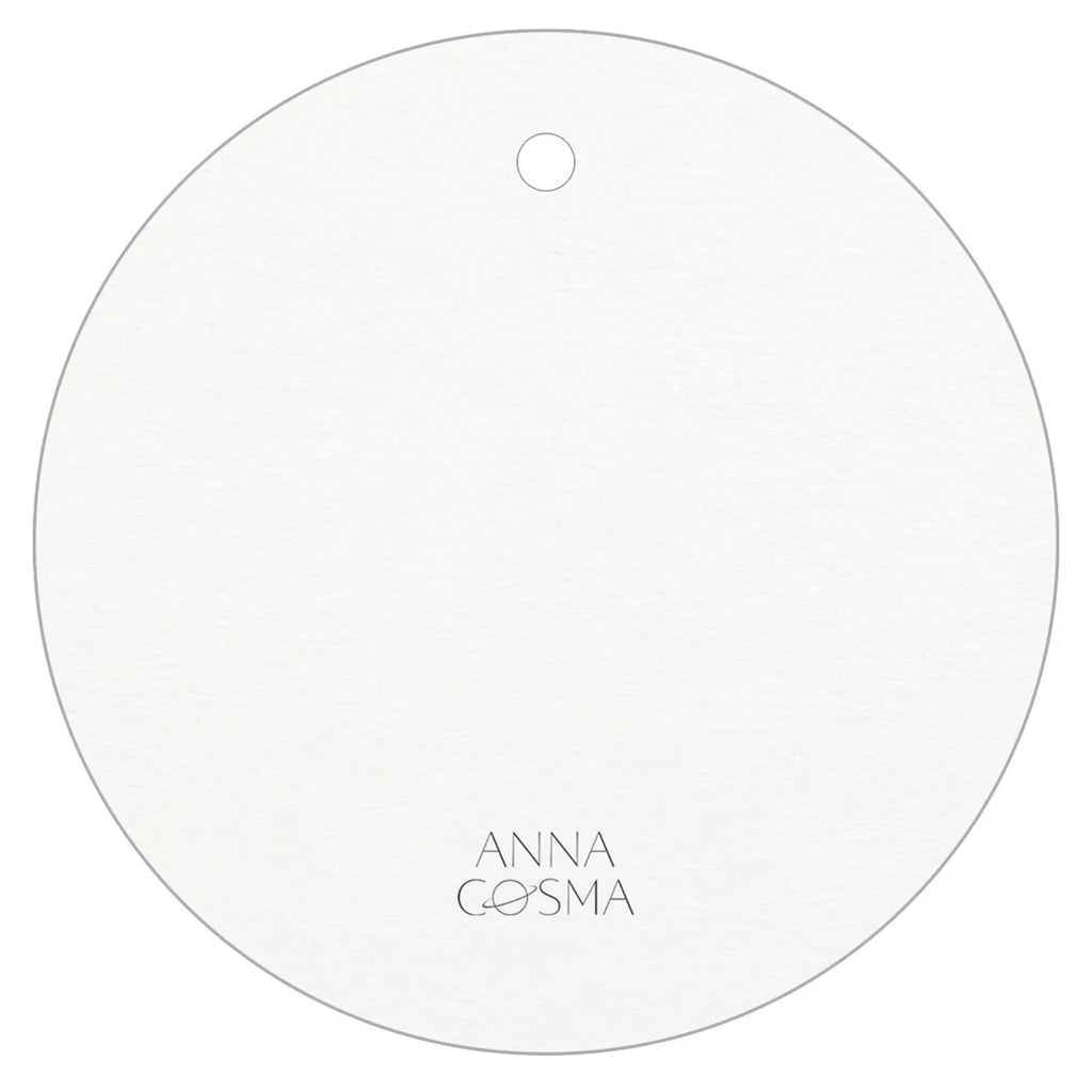 Geschenkanhänger „Your beautiful aura feels like sunshine“ von Anna Cosma, Rückseite mit Logo
