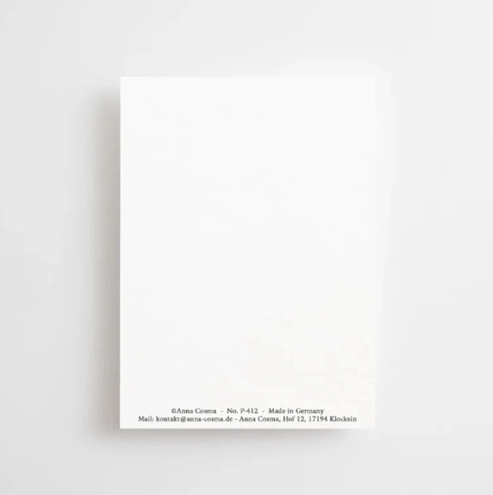 Postkarte Begin again von Anna Cosma A6, Rückseite blanko mit kleinem Logo