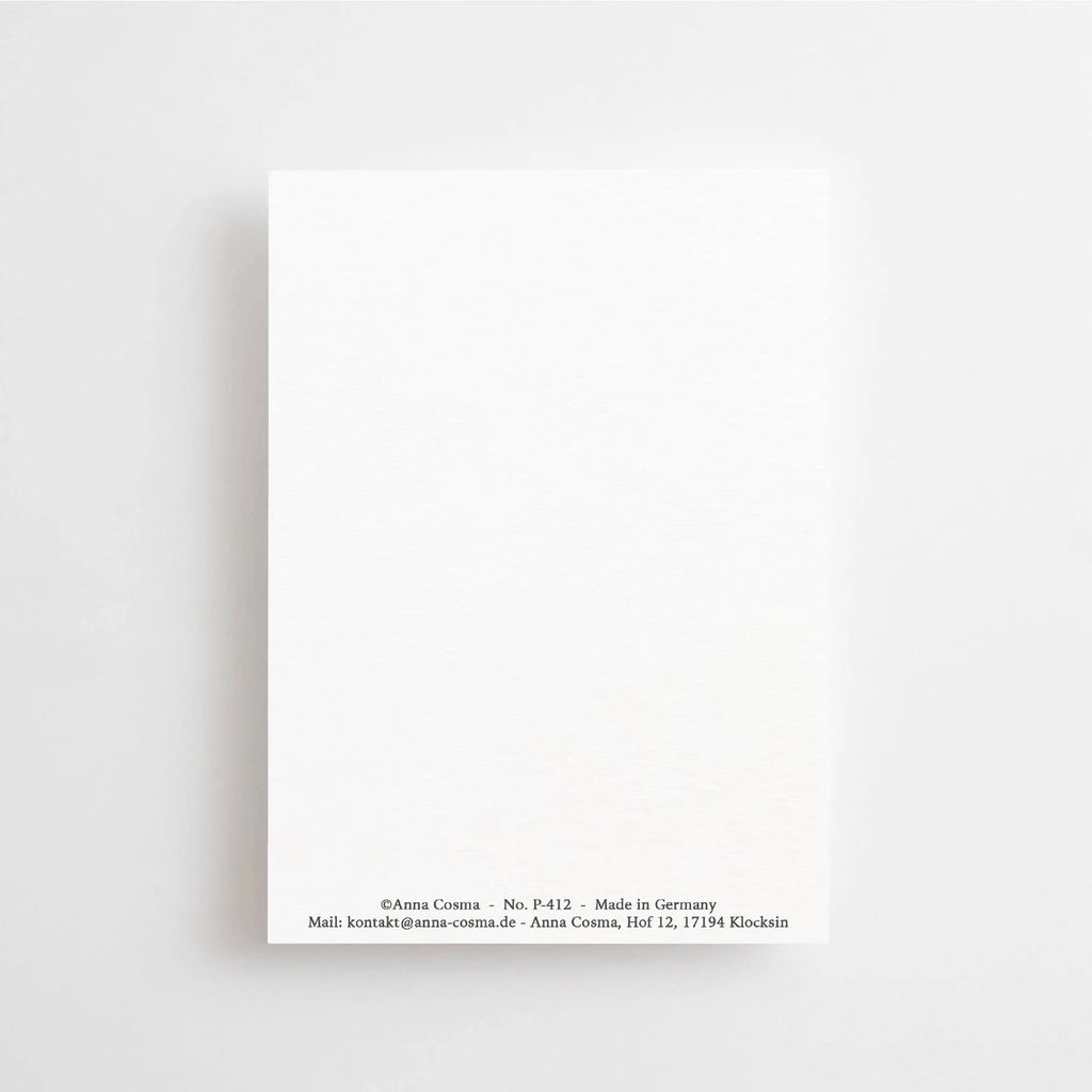 Postkarte „Make of yourself a light“ von Anna Cosma A6, Rückseite blanko mit kleinem Logo