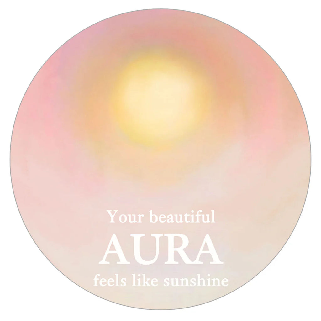Vinyl-Sticker „Your beautiful aura feels like sunshine“ von Anna Cosma, Vorderseite