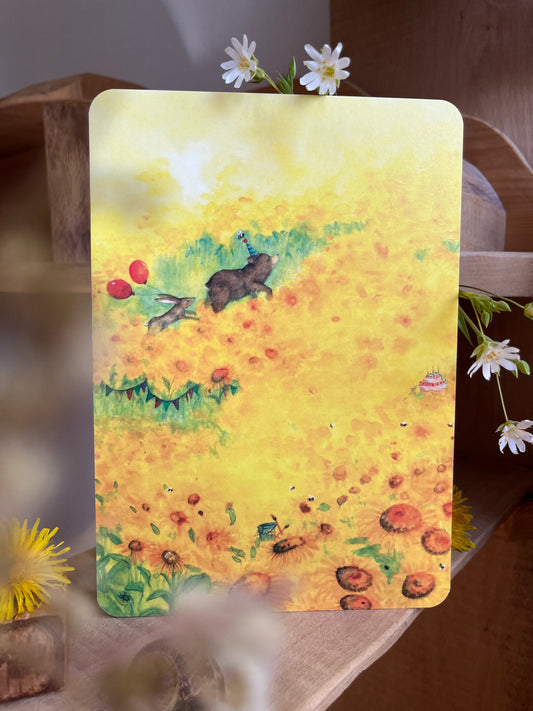 Erzählkarte - Blumen für Bärchen Brom A5 (niederländischer Text)