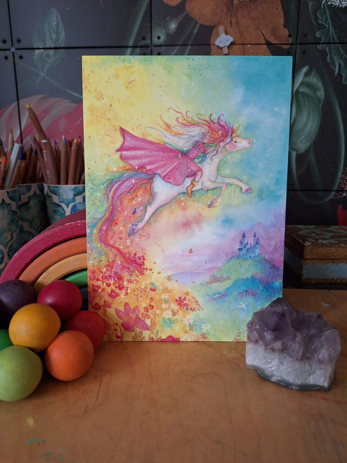 Postkarte Einhorn von Anne Gies A6, Stimmungsbild