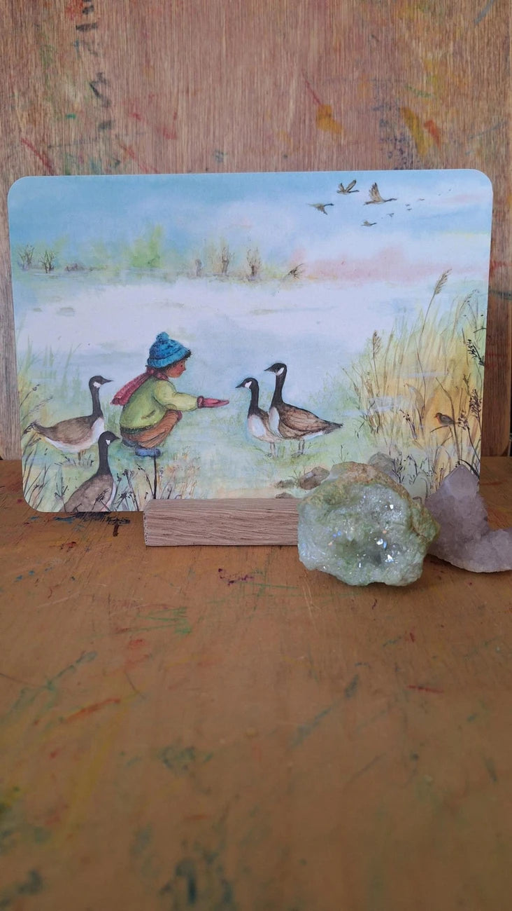 Postkarte Gänse von Anne Gies A6, Stimmungsbild