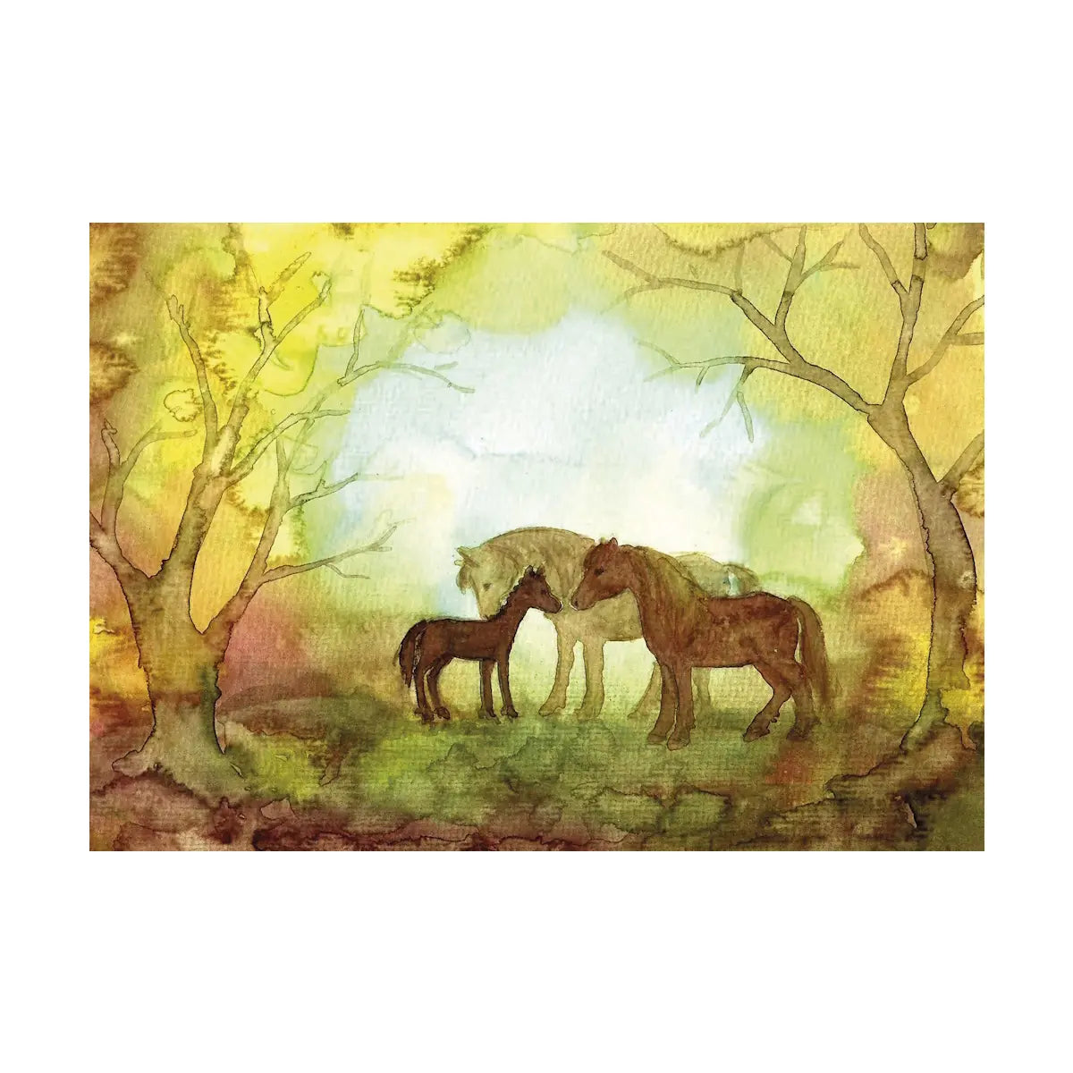 Postkarte Ponyfamilie von Anne Hunold A6