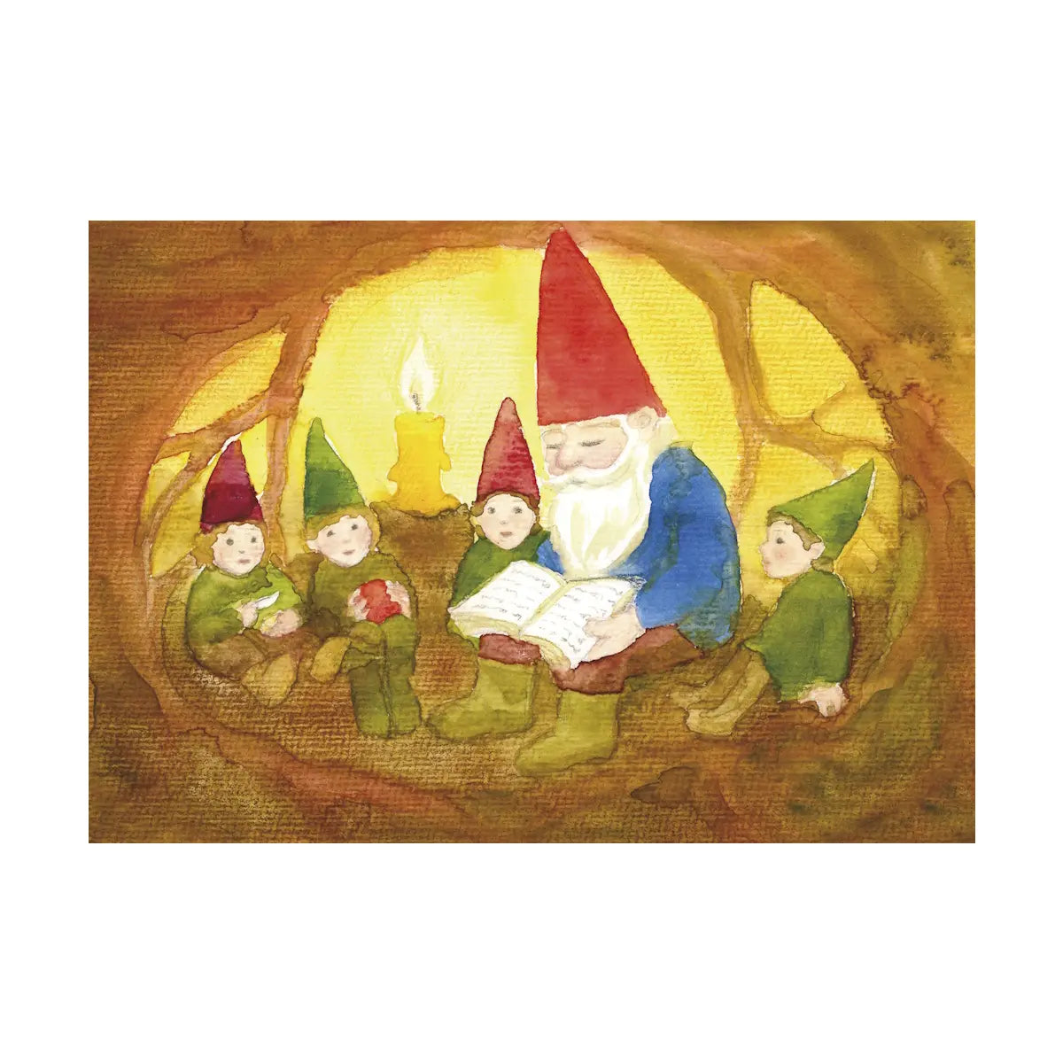 Zwerg liest in der Höhle vor