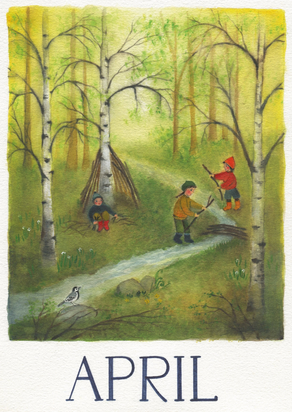 Postkarte April aus dem Monatskarten-Set 12 Monate von Ode Desjardins A6