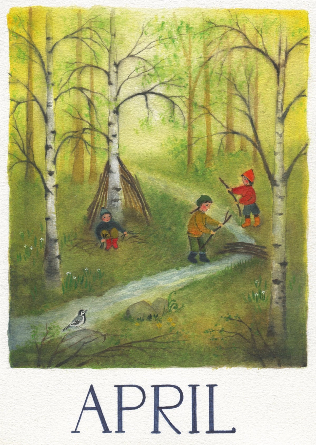 Postkarte April aus dem Monatskarten-Set 12 Monate von Ode Desjardins A6