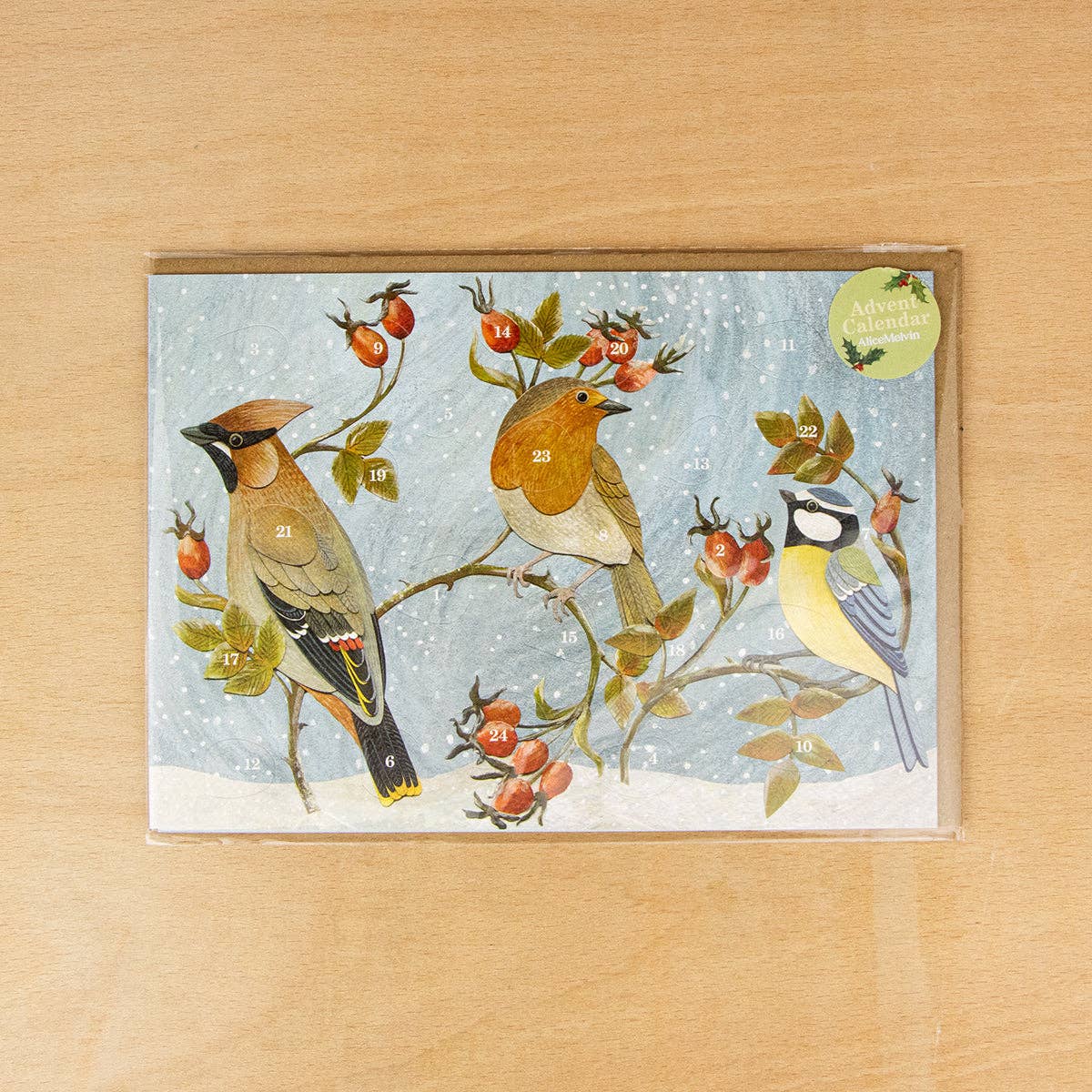 Adventskalender-Karte Winterhecke von Alice Melvin A5 mit Umschlag