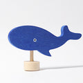Grimm's Steckfigur Wal, der blaue Wal ist aus Lindenholz und von Hand bemalt