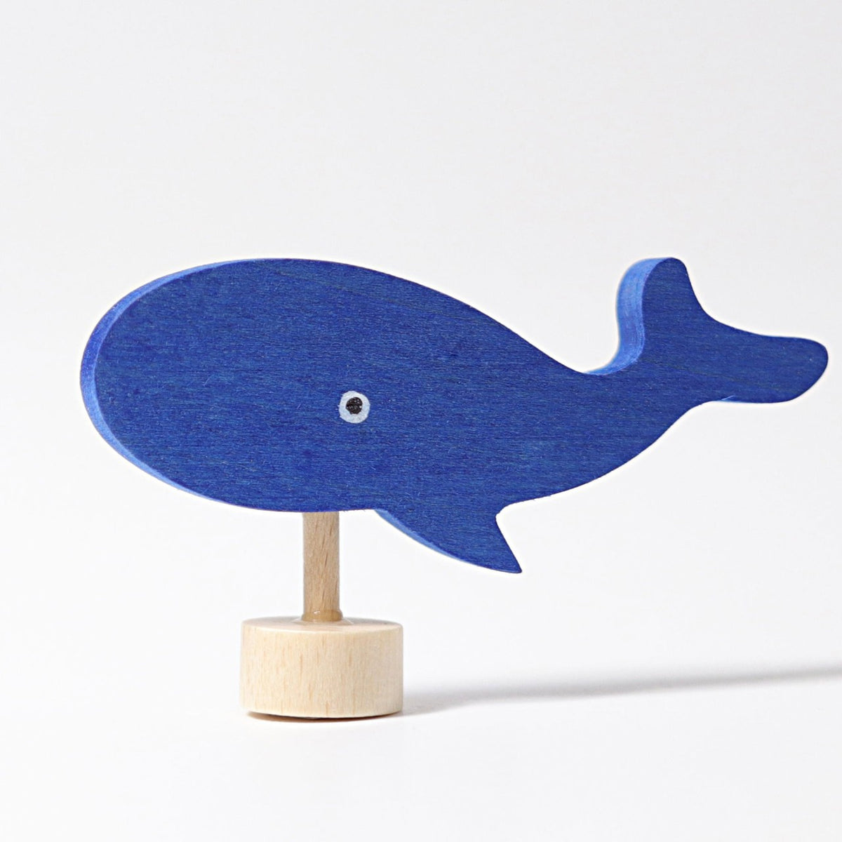 Grimm's Steckfigur Wal, der blaue Wal ist aus Lindenholz und von Hand bemalt