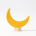 Grimm's Steckfigur Mond, die gelbe Mondsichel ist aus Lindenholz und von Hand bemalt