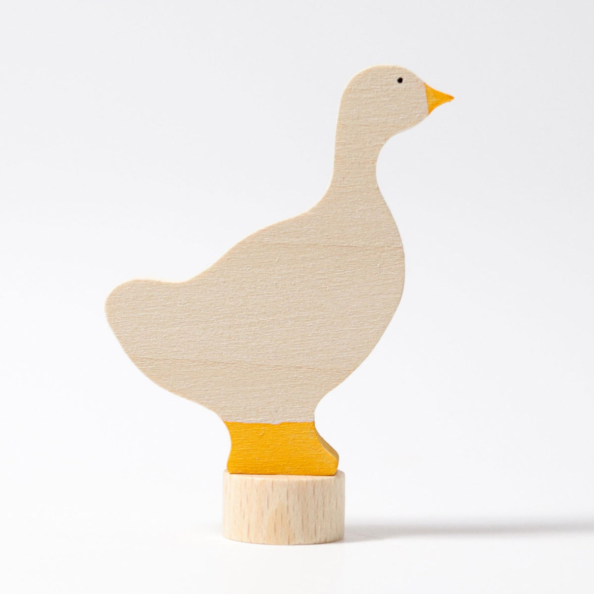 Grimm's Steckfigur Gans, die weiße Gans ist aus Lindenholz und von Hand bemalt