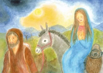 Postkarte Auf dem Weg nach Bethlehem von Ilona Bock A6