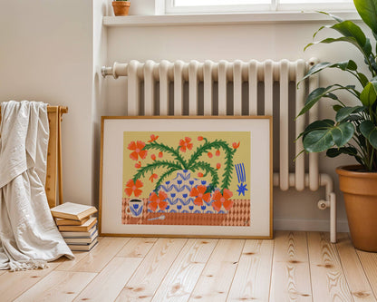 Print - Folk Verrückte Blumen