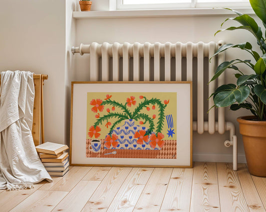 Print - Folk Verrückte Blumen