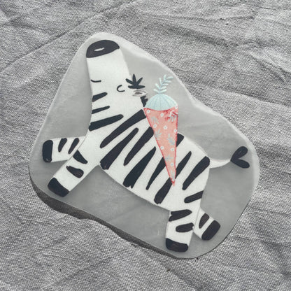 Bügelbild - Einschulung - Zebra