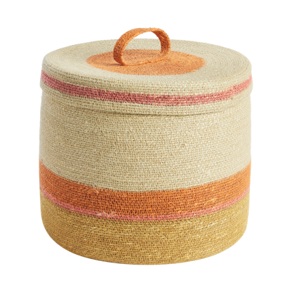 Korb mit Deckel L - Orange/Mais