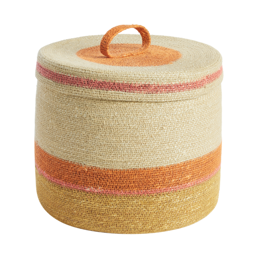Korb mit Deckel L - Orange/Mais
