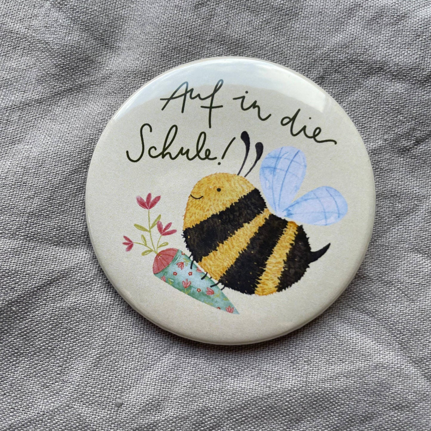 Button - Auf in die Schule - Biene