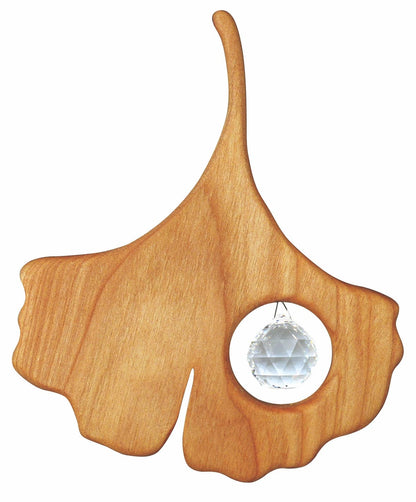 Fensterschmuck - Ginkgo mit Regenbogen-Kristall