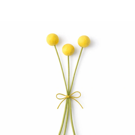 Filzdekoration - Trommelstockblume - gelb