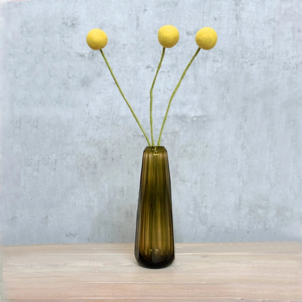Filzdekoration - Trommelstockblume - gelb