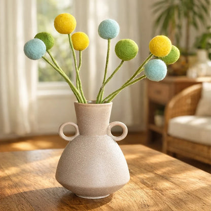 Filzdekoration - Trommelstockblume - grün