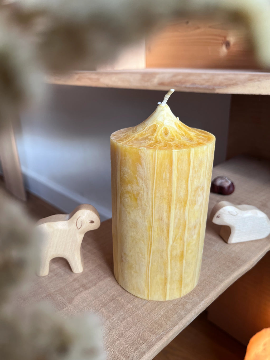 Stumpenkerze groß aus 100 % Bienenwachs von Bienen-Diätic
