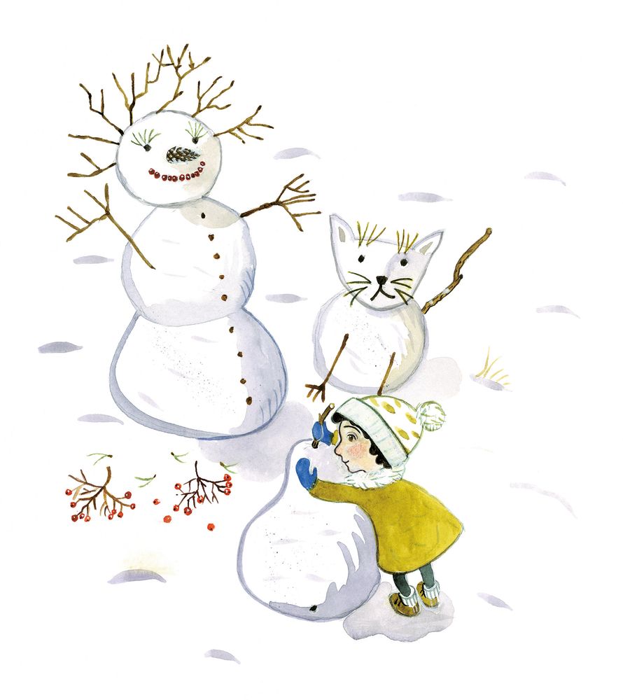 So ist der Winter, Kinder bauen einen Schneemann