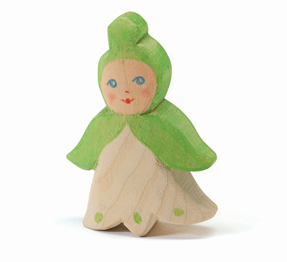 Ostheimer Blumenkind Märzenbecher, Holzfigur in Weiß und Grün