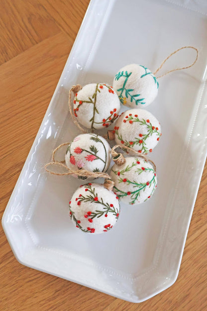 Filzdekoration - Weihnachtskugel 6er-Set