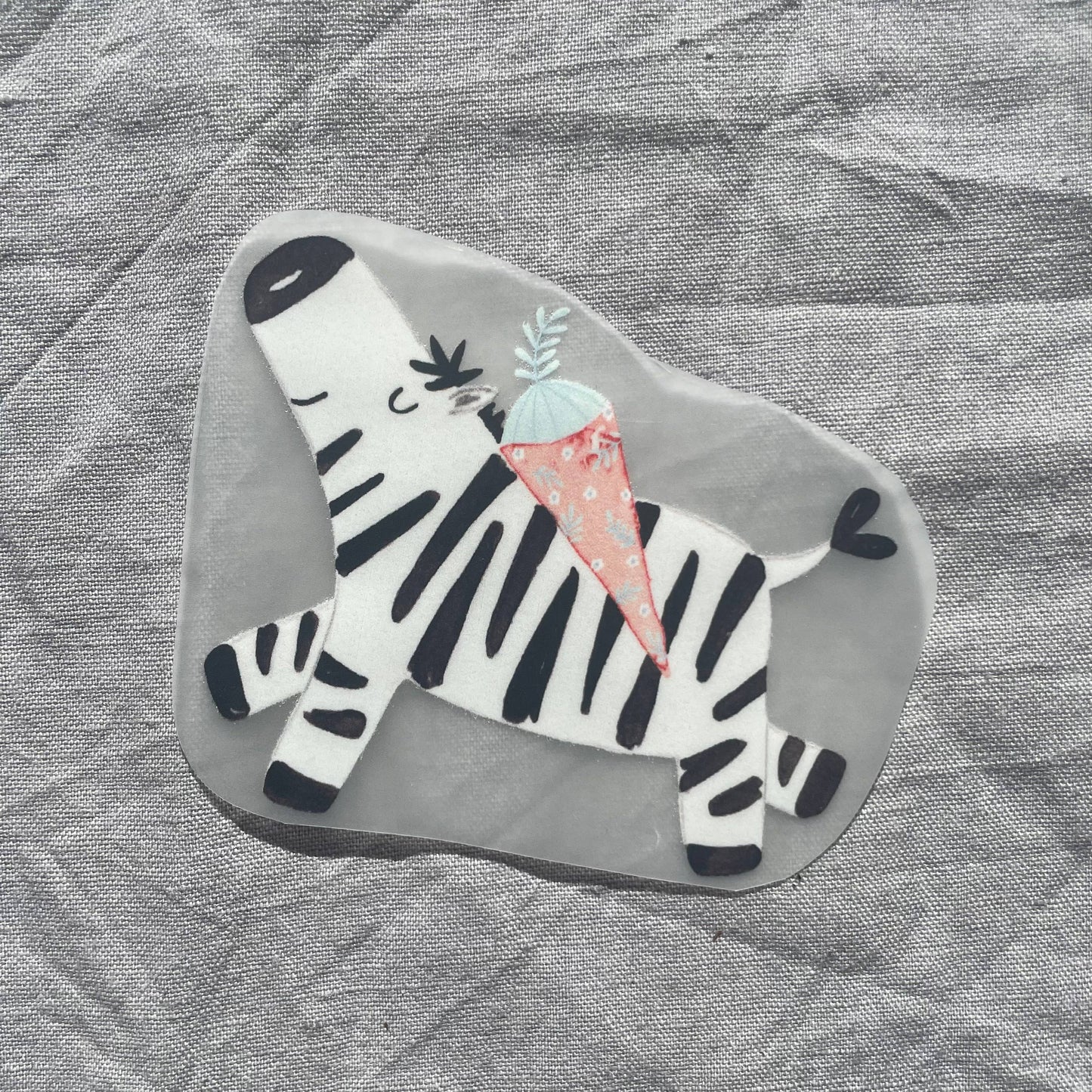 Bügelbild - Einschulung - Zebra