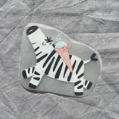 Bügelbild - Einschulung - Zebra