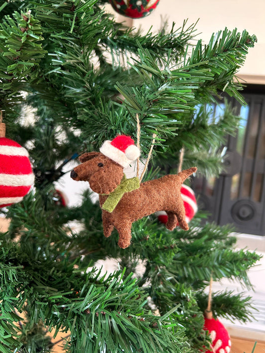 Filzdekoration - Weihnachtsdackel
