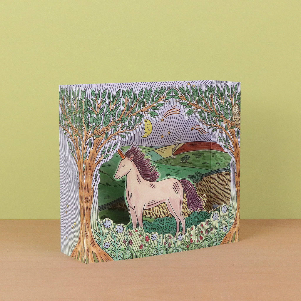 3D-Karte Einhorn der Dämmerung von Fee Greening mit Umschlag A5