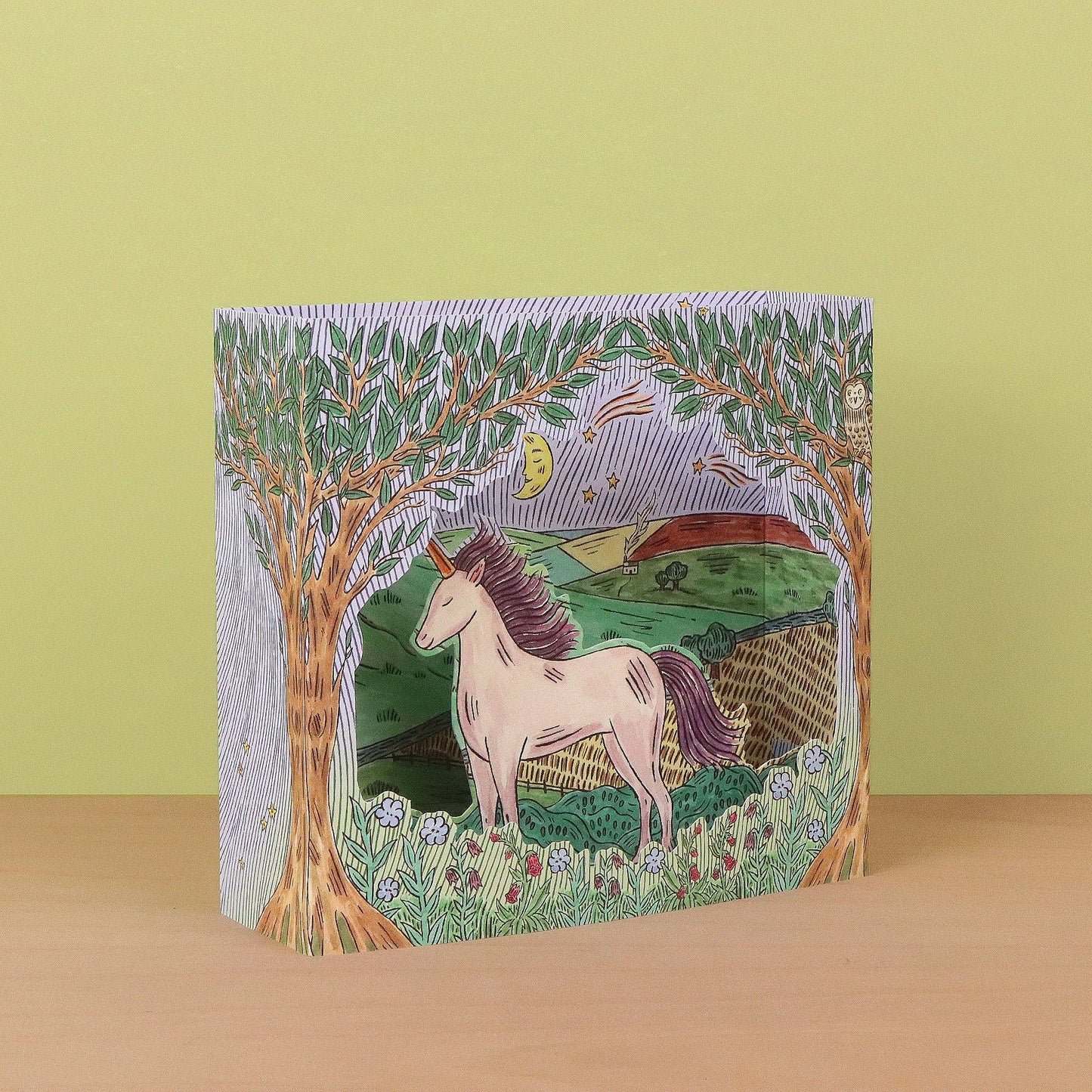 Einhorn der Dämmerung - 3D Karte mit Umschlag