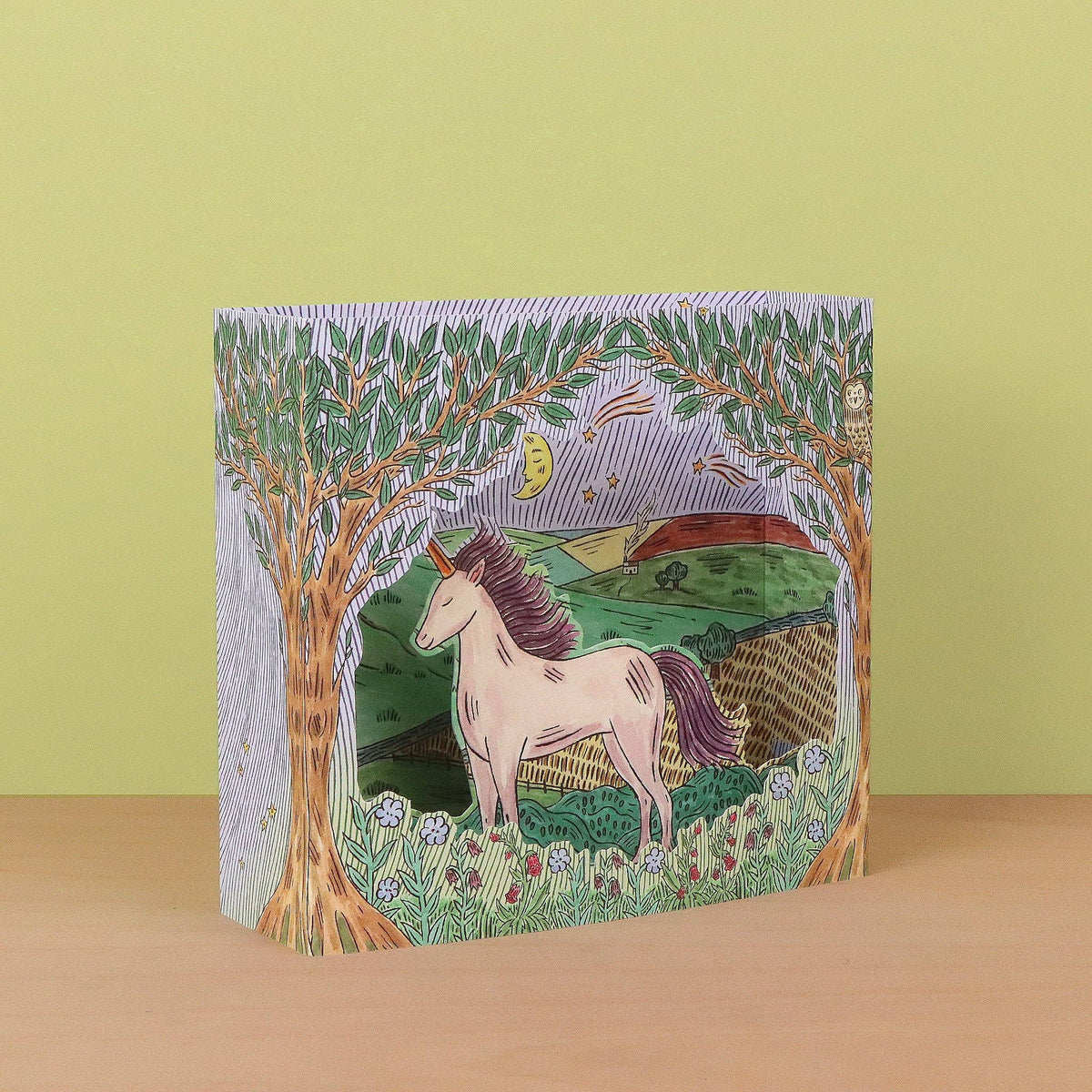 Einhorn der Dämmerung - 3D Karte mit Umschlag