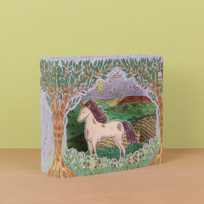 Einhorn der Dämmerung - 3D Karte mit Umschlag