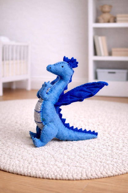 Filzfigur - Blauer Drache